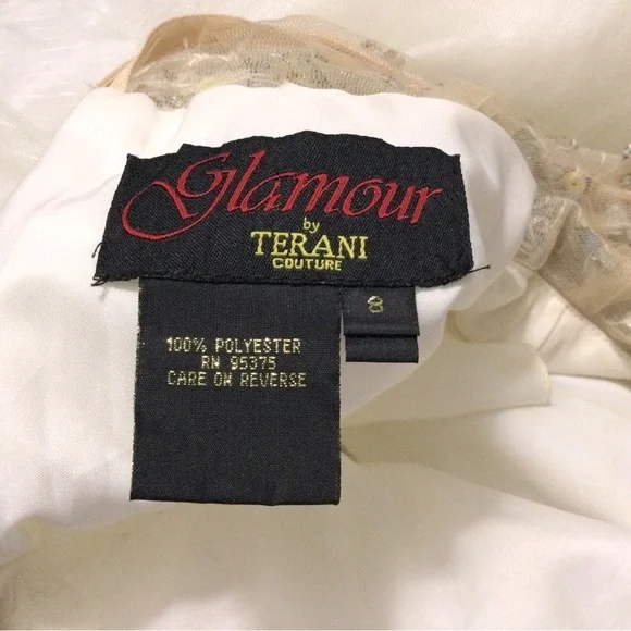 Terani Couture Beading Prom Homecoming Short Sleeve Dress Size 8 - Picture 10 of 14